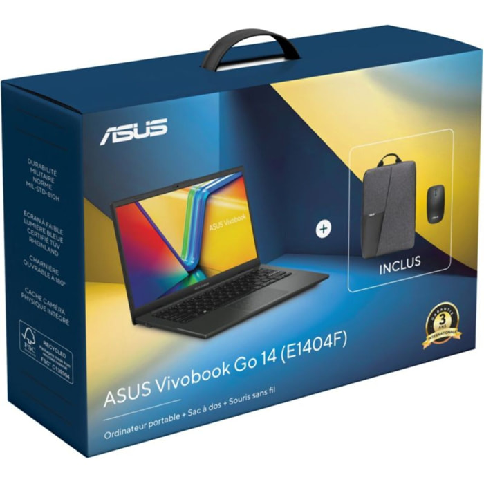 Ordinateur portable ASUS E1404FA-R5165W 14" AMD Ryzen 5 40 16 Go RAM LPDDR5 SSD 512 Go sac de transport et souris inclus