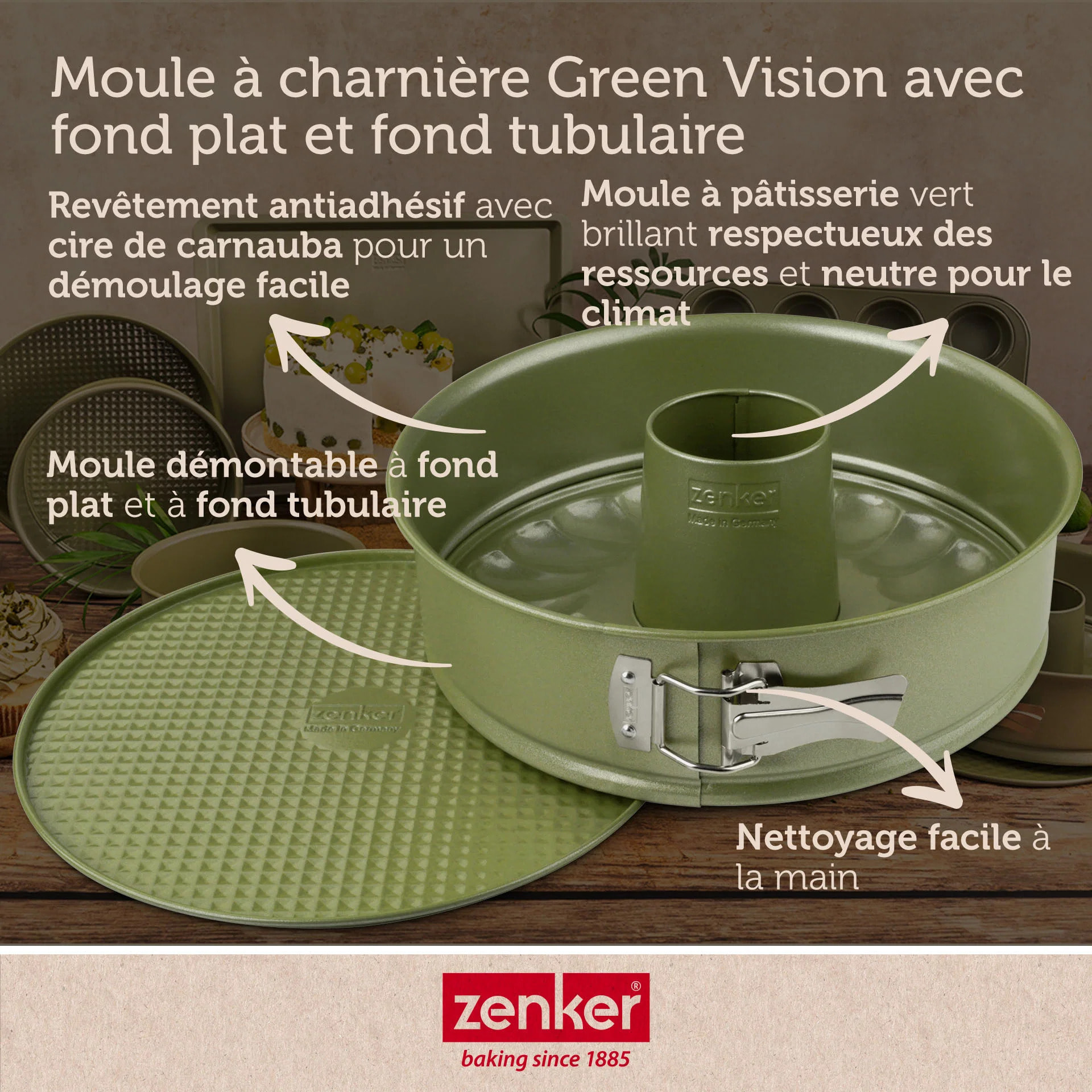 Lot de 2 moules à manqué 26/26 cm en acier Zenker Green Vision