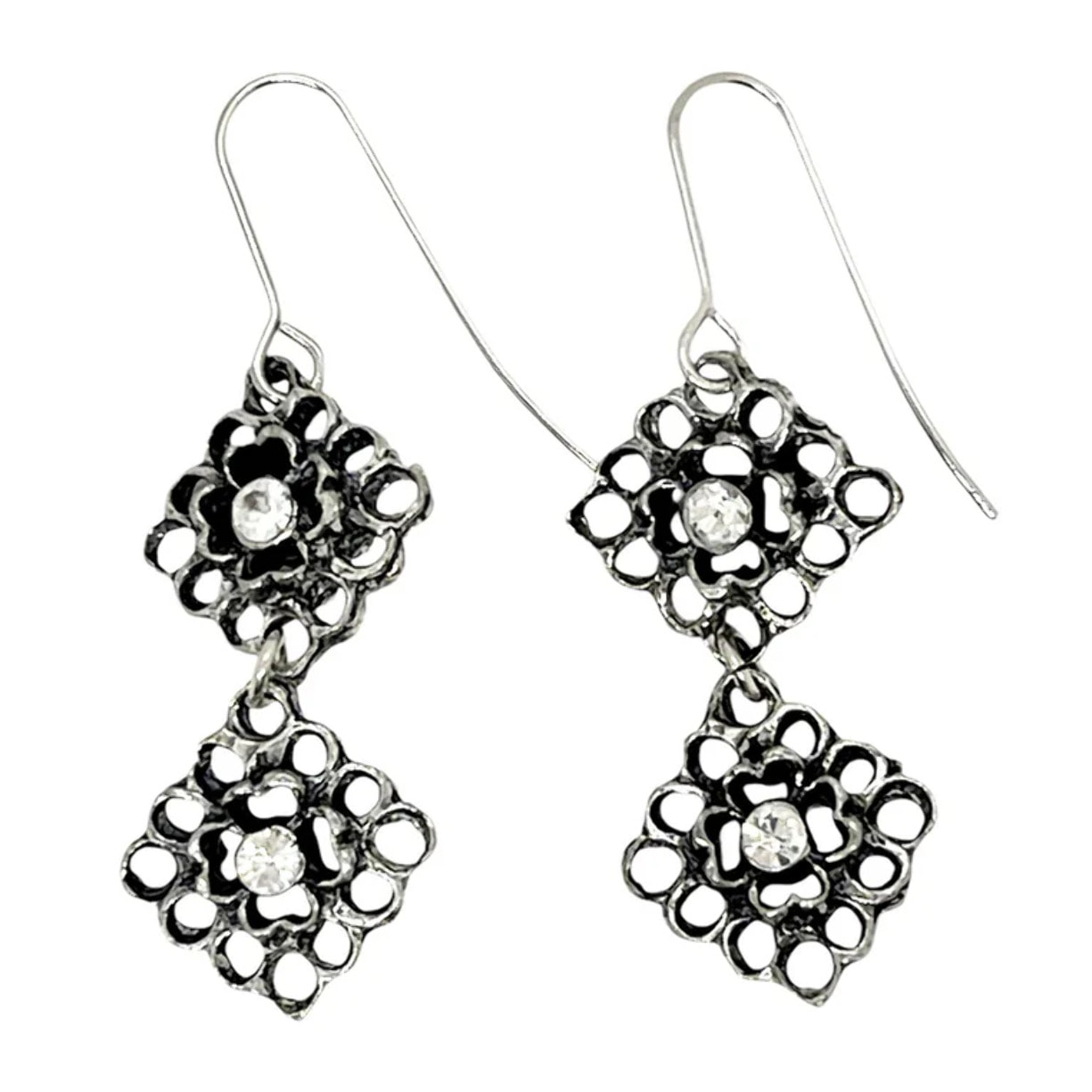 Conjunto reversible Collar y dos pares pendientes en plata 10µ y cristal SW Fuschia y Cristal