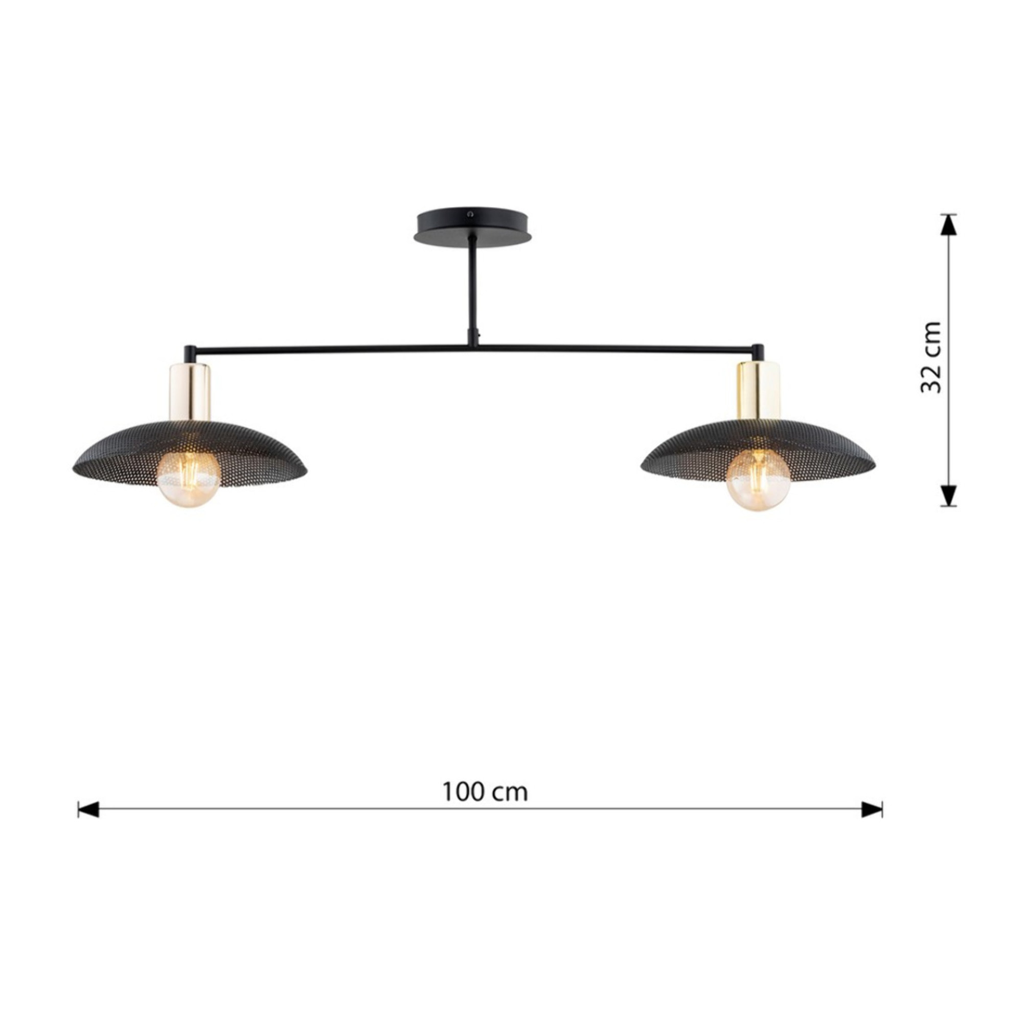 Lampada a sospensione SPIRIT in acciaio nero opaco e oro