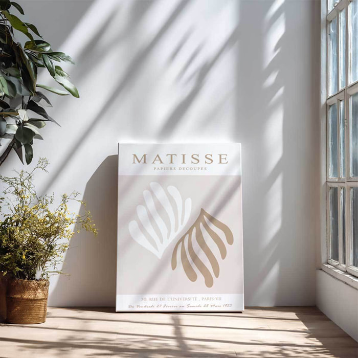 Tableau feuilles beige style minimaliste matisse Toile imprimée