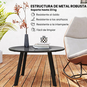 Outsunny Mesa de Centro de Jardín Redonda de Metal Mesa Auxiliar con Bordes Redondeados Patas Antideslizantes Mesa de Café para Patio Balcón Salón Ø70x42 cm Gris Carbón