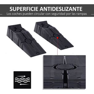 Juego de 2 Rampas para Coche de Plástico, Rampas Portátiles, Carga 3 Toneladas, para Coches Estándares, SUV, Furgonetas Pequeñas, 91x30x21 cm, Negro