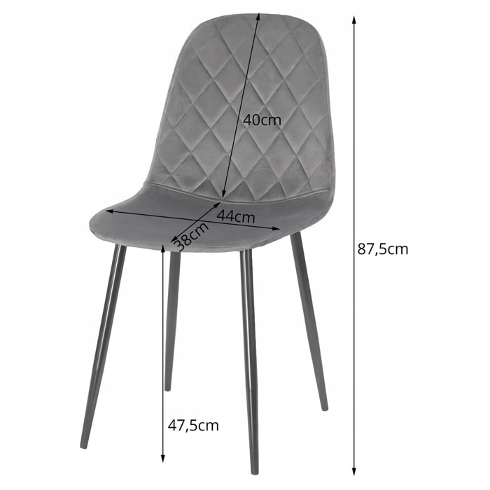 Sedia Asti in velluto beige con gambe nere
