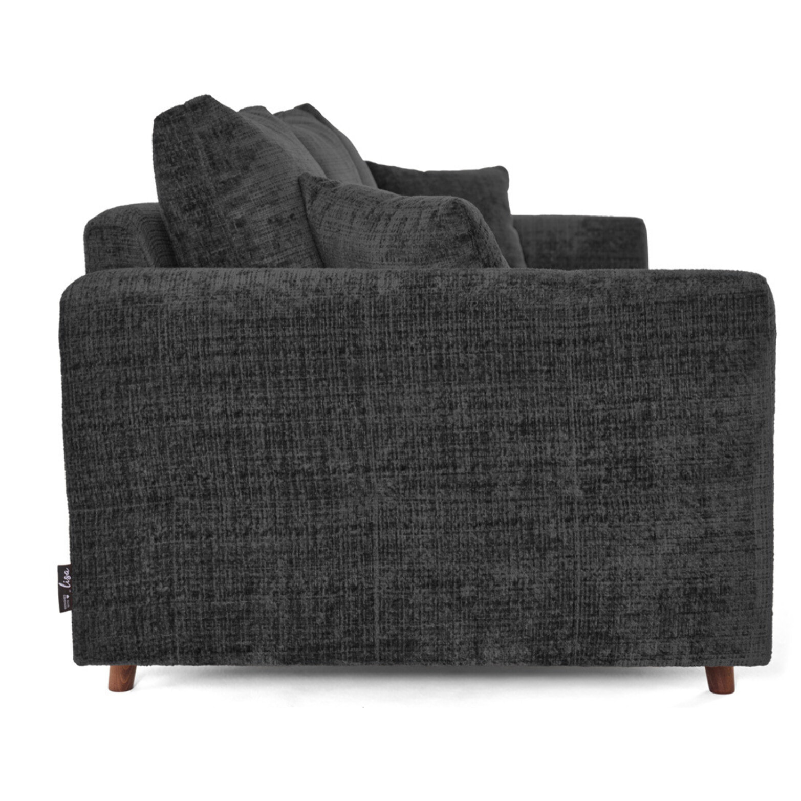Rune - canapé droit 3 places en velours texturé - Gris Anthracite
