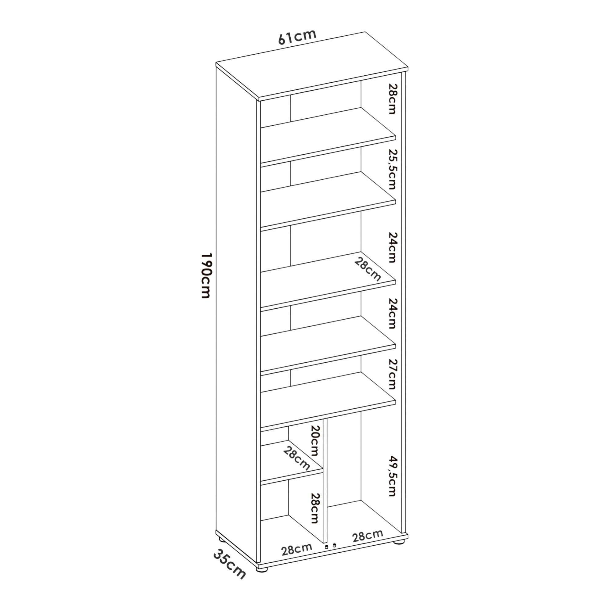 Armadio multiuso Suretta, Mobile multifunzione portaoggetti, Guardaroba a 2 ante, 61x35h190 cm, Bianco