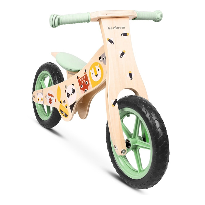 Bicicleta sin pedales WILD BIKE bici infantil de madera diseño verde