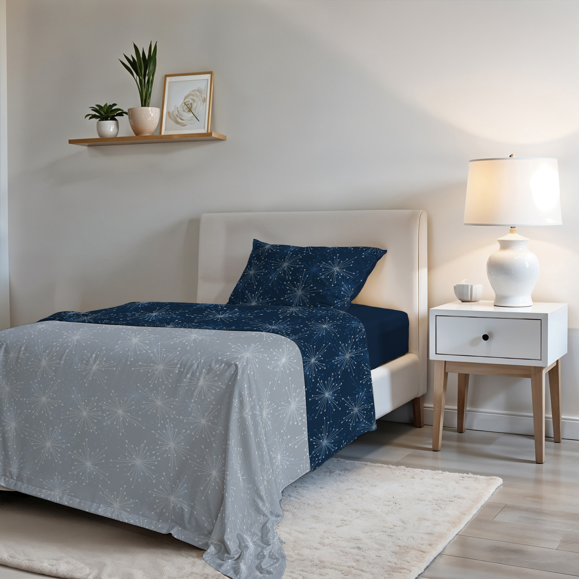 COMPLETO LETTO FASHION, 100% Microfibra, No Stiro - FIREWORKS