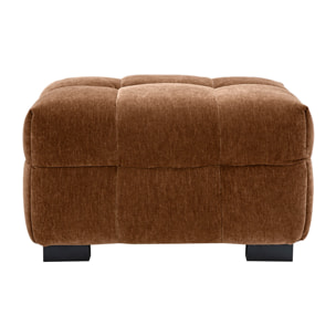 Pouf repose-pieds design en tissu effet velours terre brûlée CORTO