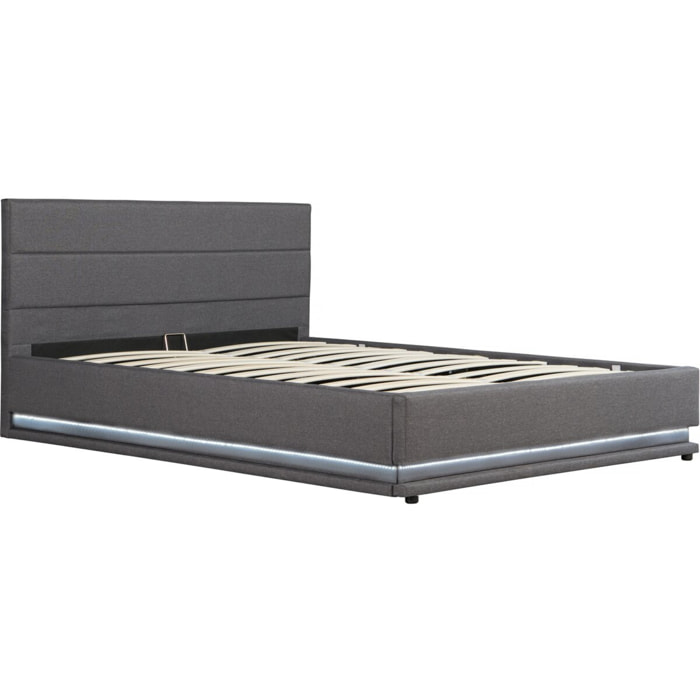 Lit LED avec coffre "Anastasia" - 160 x 200 - Gris foncé