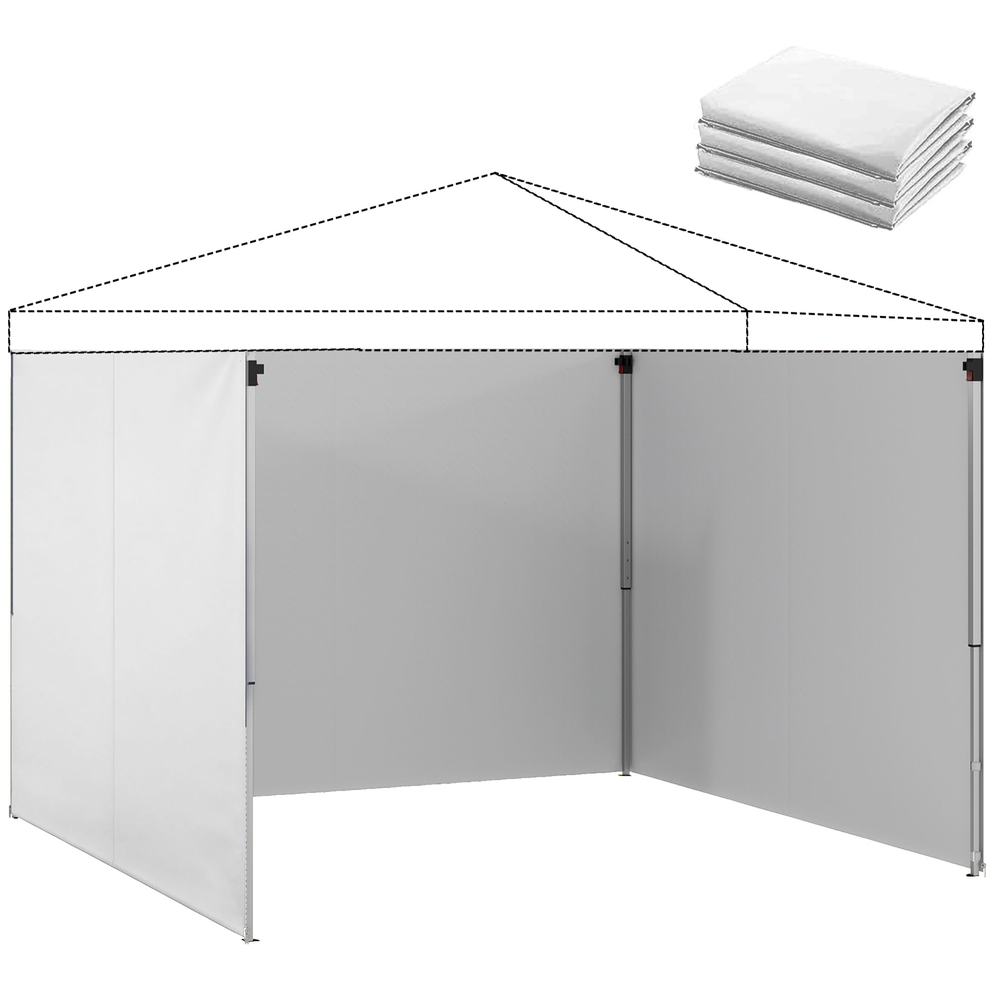3 Paredes Laterales para Carpas de 3x3 m, Paredes Laterales de Repuesto para Cenador de Tela Oxford 210D con Cremallera, para Fiestas, 300x200 cm, Blanco