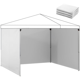 3 Paredes Laterales para Carpas de 3x3 m, Paredes Laterales de Repuesto para Cenador de Tela Oxford 210D con Cremallera, para Fiestas, 300x200 cm, Blanco