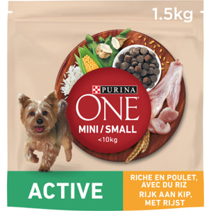 PURINA ONE MINI Active Riche Poulet 1,5KG - Lot de 6