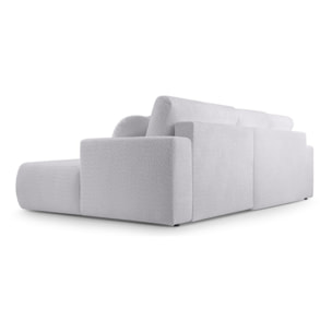 Candela - canapé d'angle droit 4 places - convertible avec coffre - en tissu bouclette - Gris clair