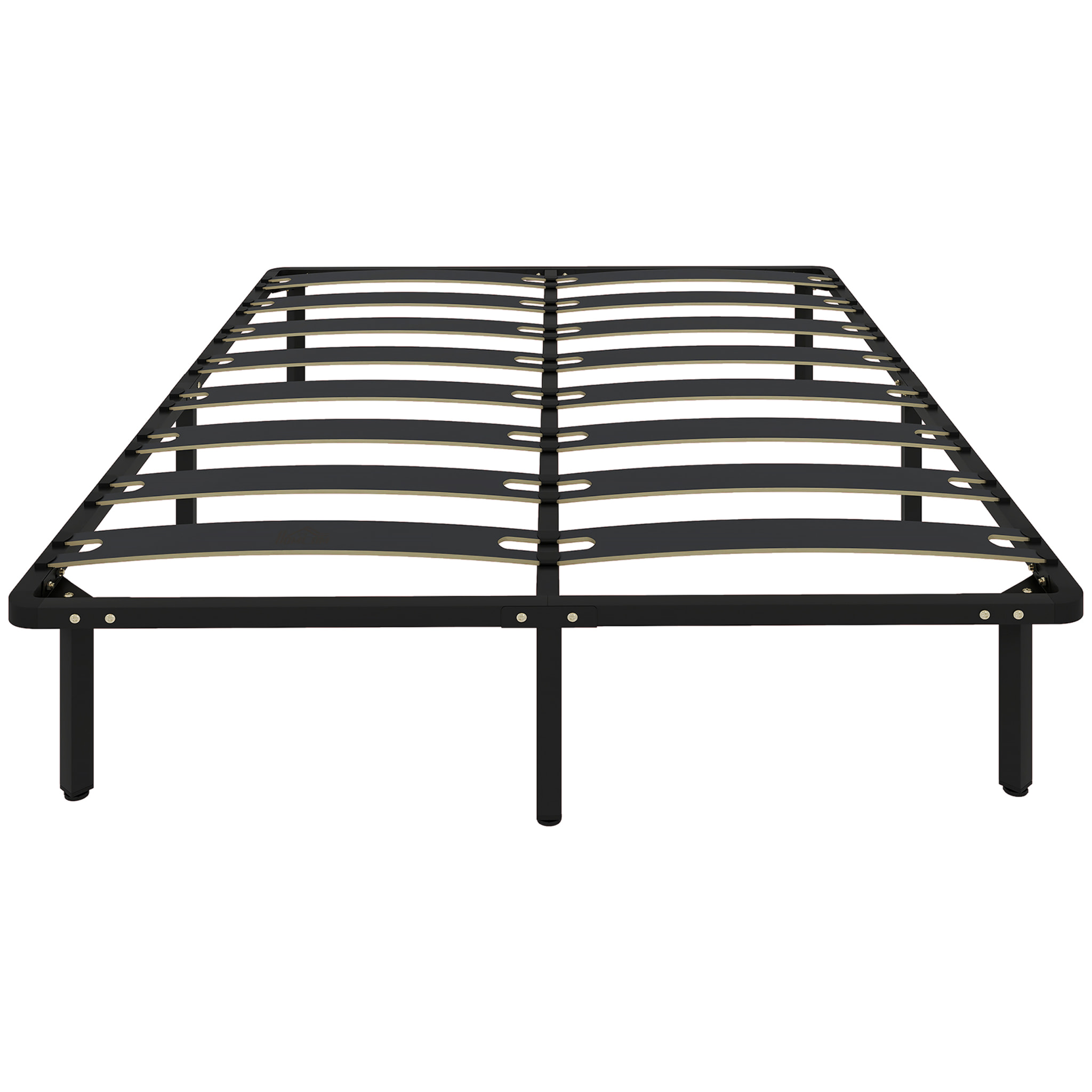 Somier 160x200 cm, Altura 26 cm, Estructura de Cama de Plataforma de Acero con Espacio de Almacenamiento Debajo y Láminas de Álamo, Fácil de Montar, Carga 350 kg, Negro