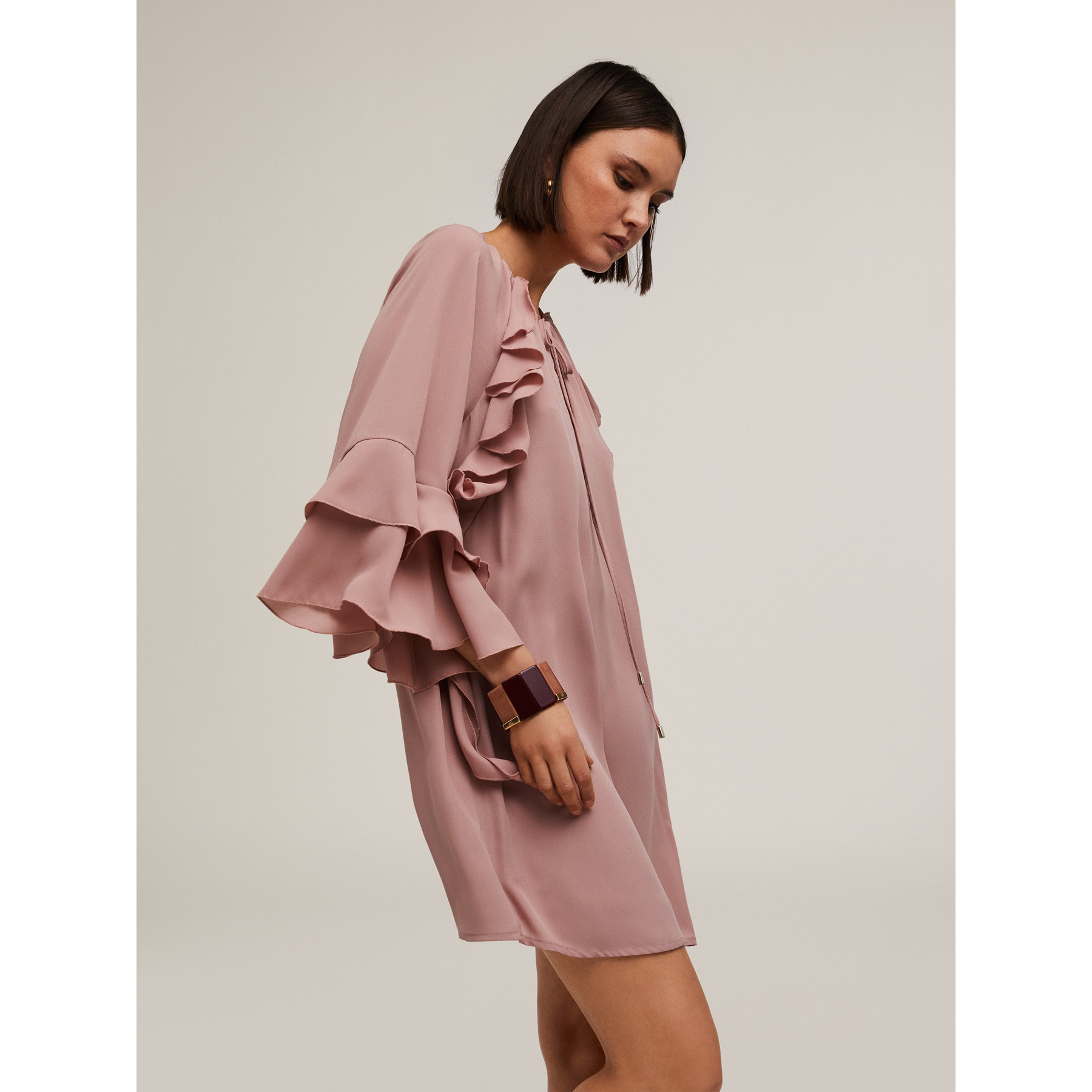 Motivi - Vestito corto con rouches - Rosa