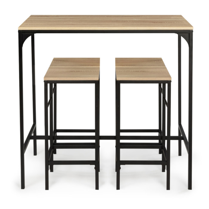 Table haute repas Memphis  95cm + 4 tabourets