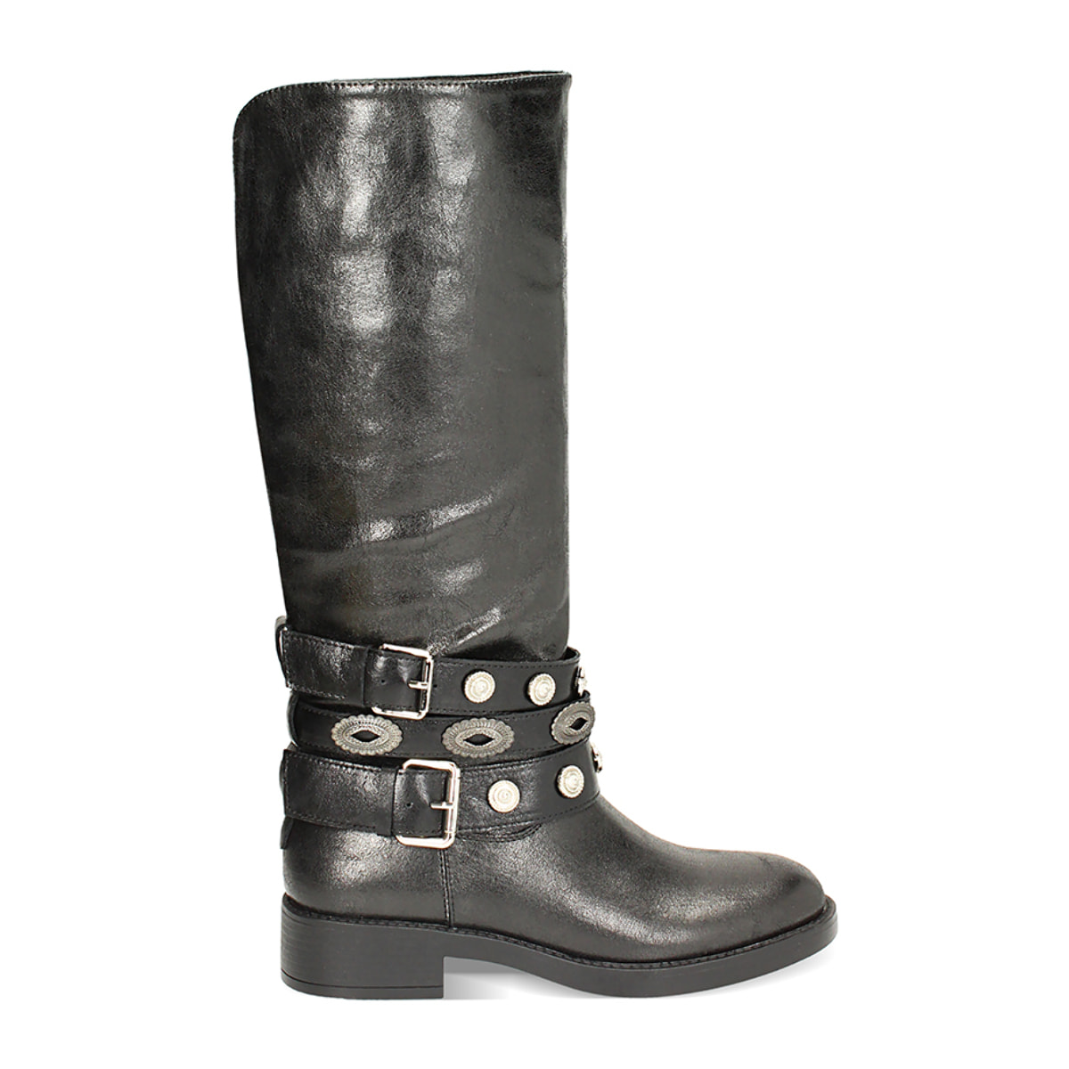 Stivale nero con borchie