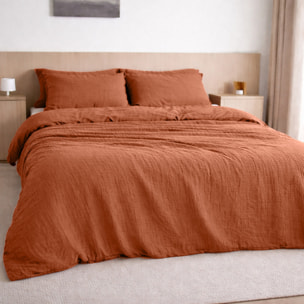Housse de couette 100% gaze de coton lavé safran minéral