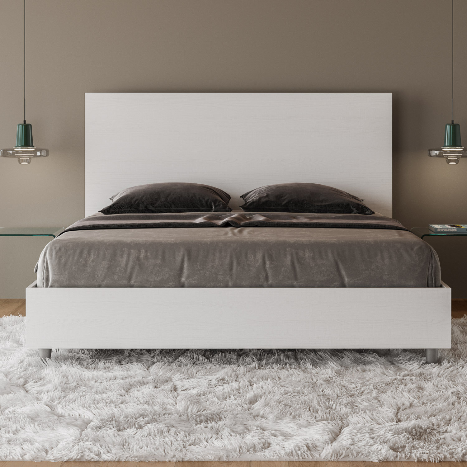 Cama con somier 160x200 fresno blanco New Egos