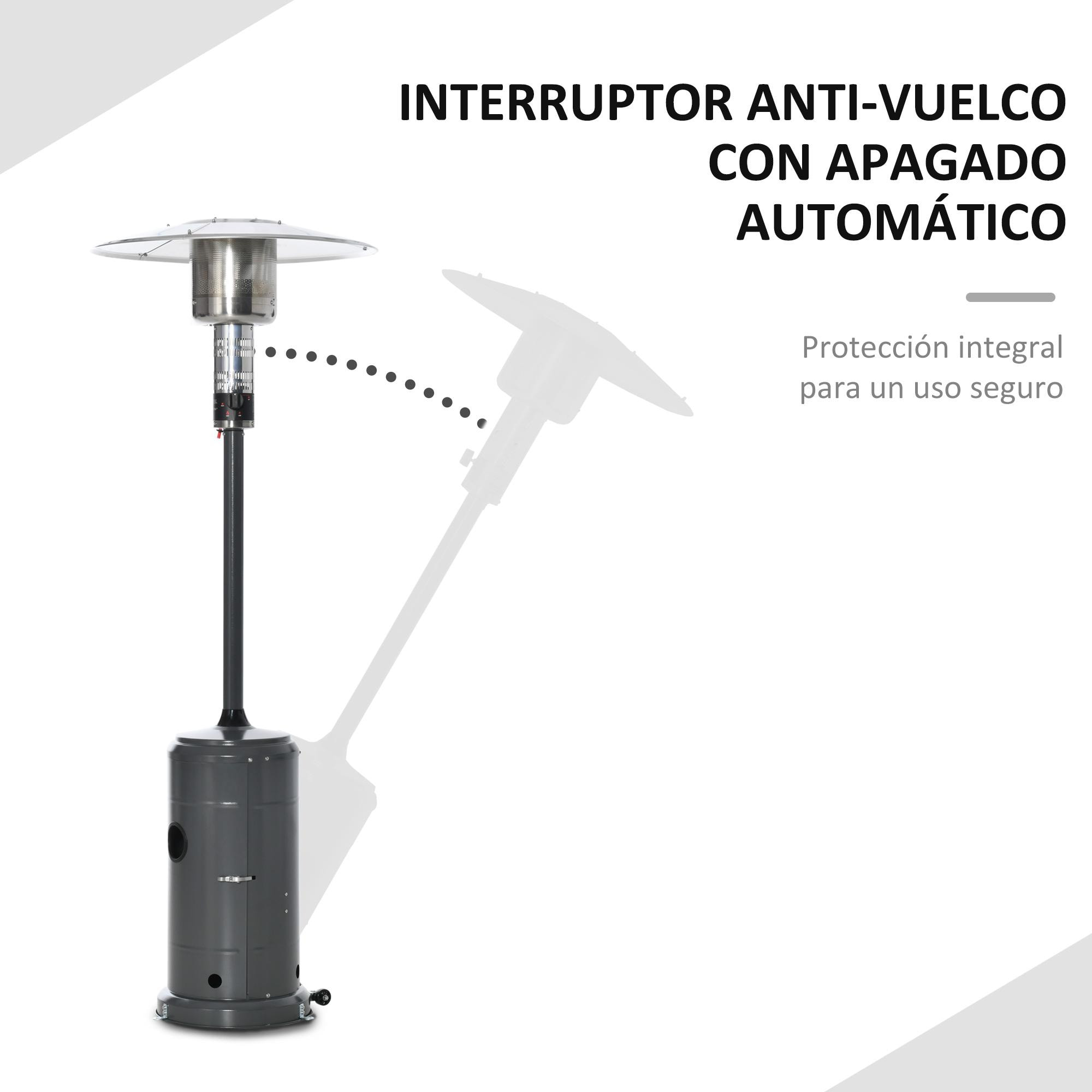 Estufa de Gas para Exterior 12,5KW Calefactor para Patio con Ruedas Ø81,5x225 cm