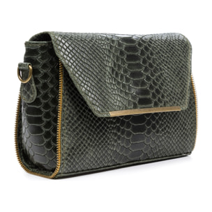 Mariola Bolso bandolera Mujer.Piel auténtica Gamuza Grabado Serpiente