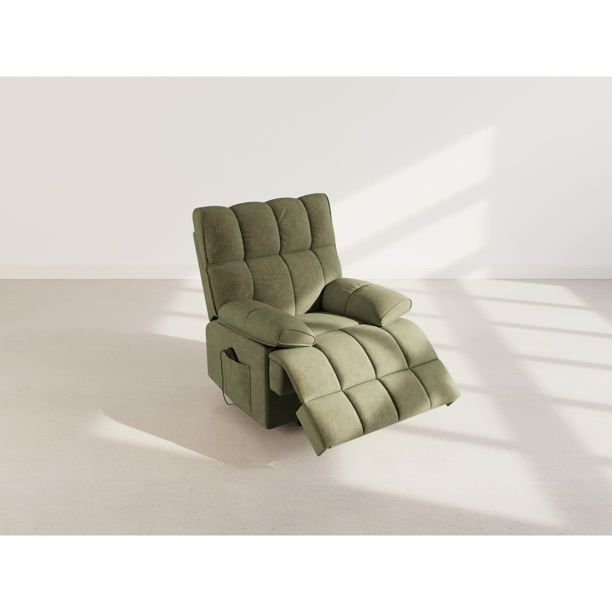 Chandler - Fauteuil relax électrique en velours texturé - Vert