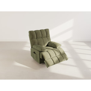 Chandler - Fauteuil relax électrique en velours texturé - Vert
