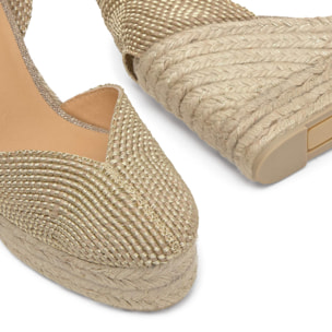 Alpargata de cuña Cora en con de lazada, plantilla acolchada y escote en V