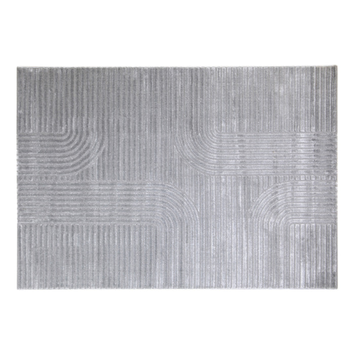Tapis graphique rectangulaire gris 160 x 230 cm MAGNUS