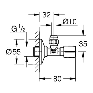 Robinet d'arrêt équerre 1/2 Nickel Brossé
