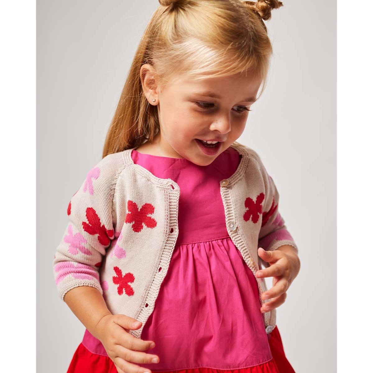 CHAQUETA PUNTO FLORES DE COLORES CRUDO