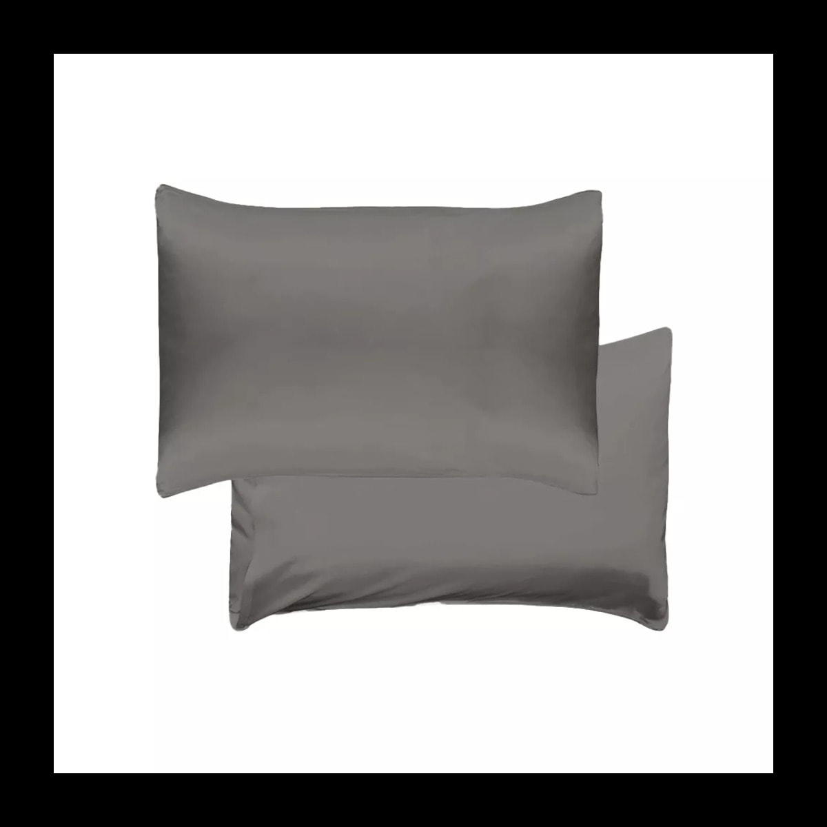 Taie d'oreiller soie uni gris Jouvence titane