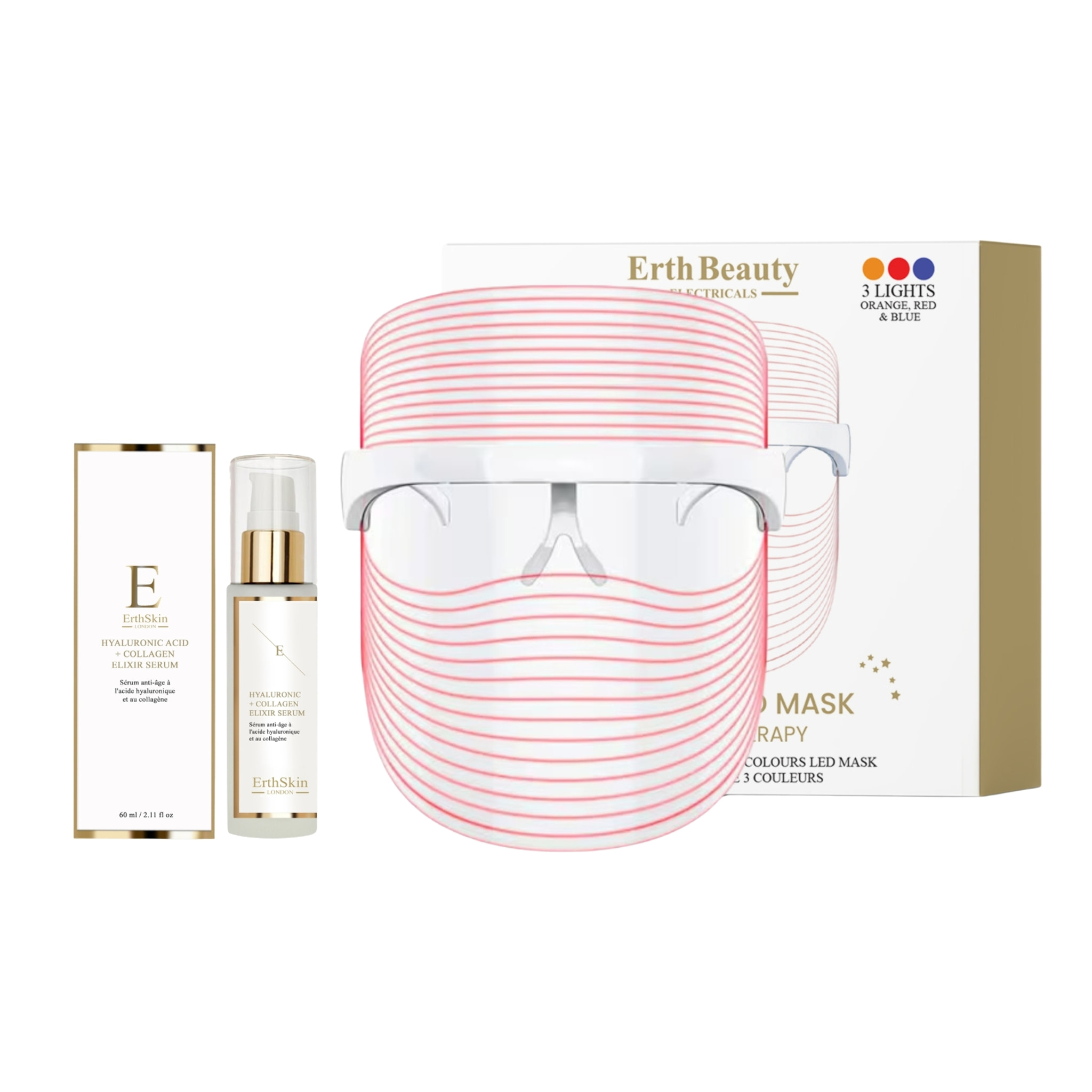 Mascarilla LED 3 Colores + Sérum Colágeno 60 ml
