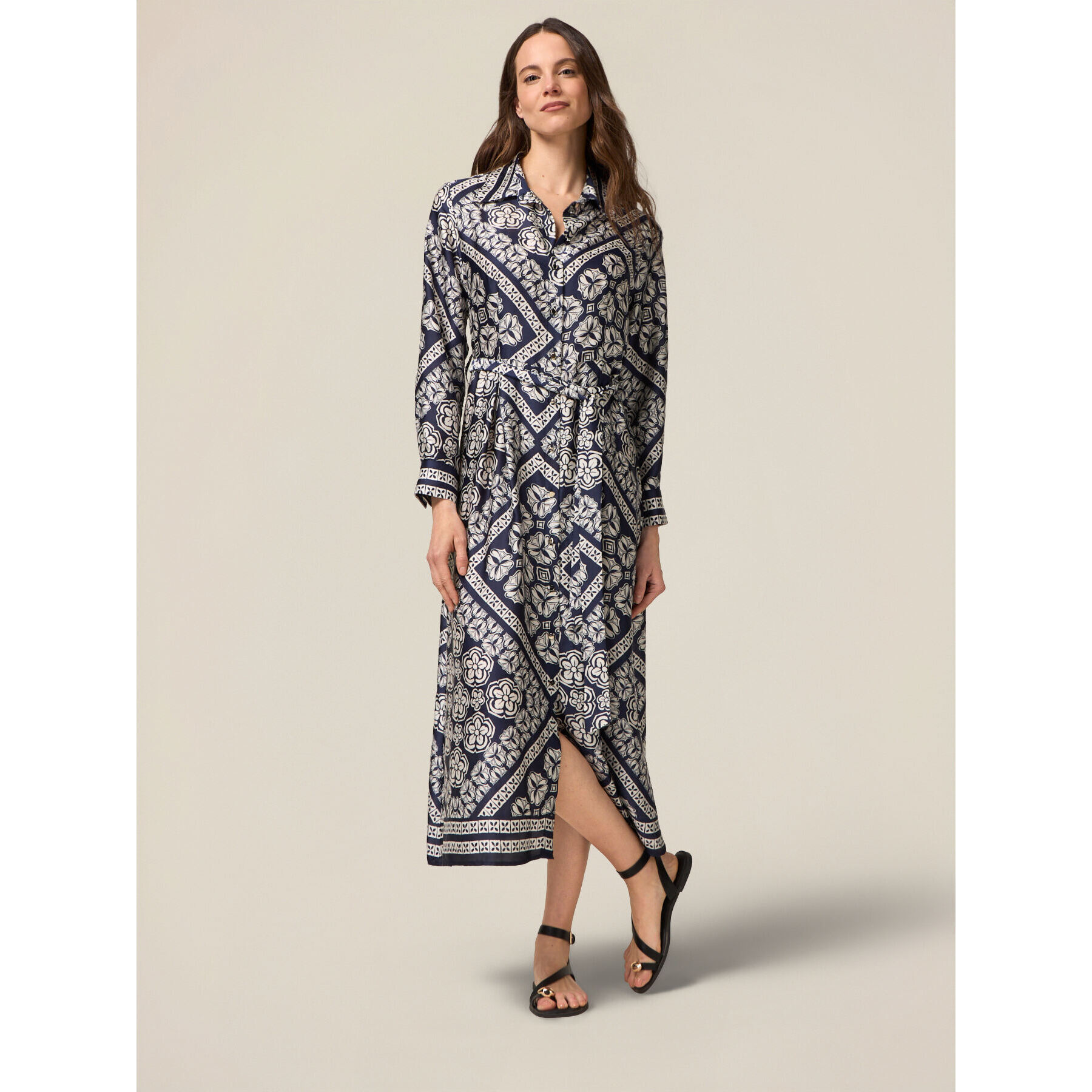 Oltre - Blusa de satén con estampado geométrico - Azul