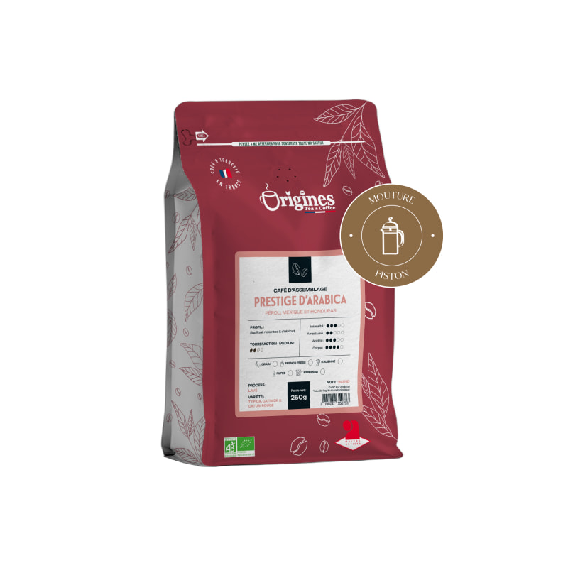 Café Bio - Prestige d'Arabica - Blend Pur Arabica - Piston 250g