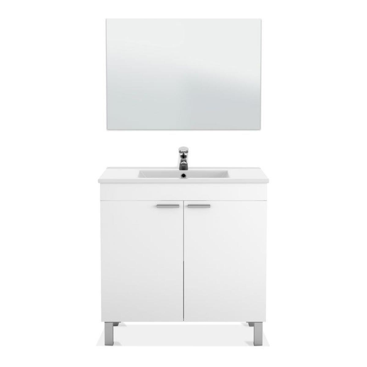 Mueble de baño con espejo LC1 80 Blanco Brillo