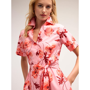 Motivi - Vestido camisero con estampado floral - Rosa