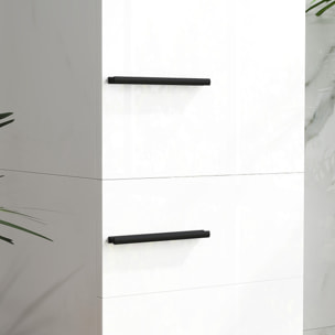 Columna de Baño Armario Alto de Baño con Cajón 2 Puertas y Estantes Ajustable Mueble Auxiliar de Baño Moderno Anti-vuelco 34x32x170 cm Blanco