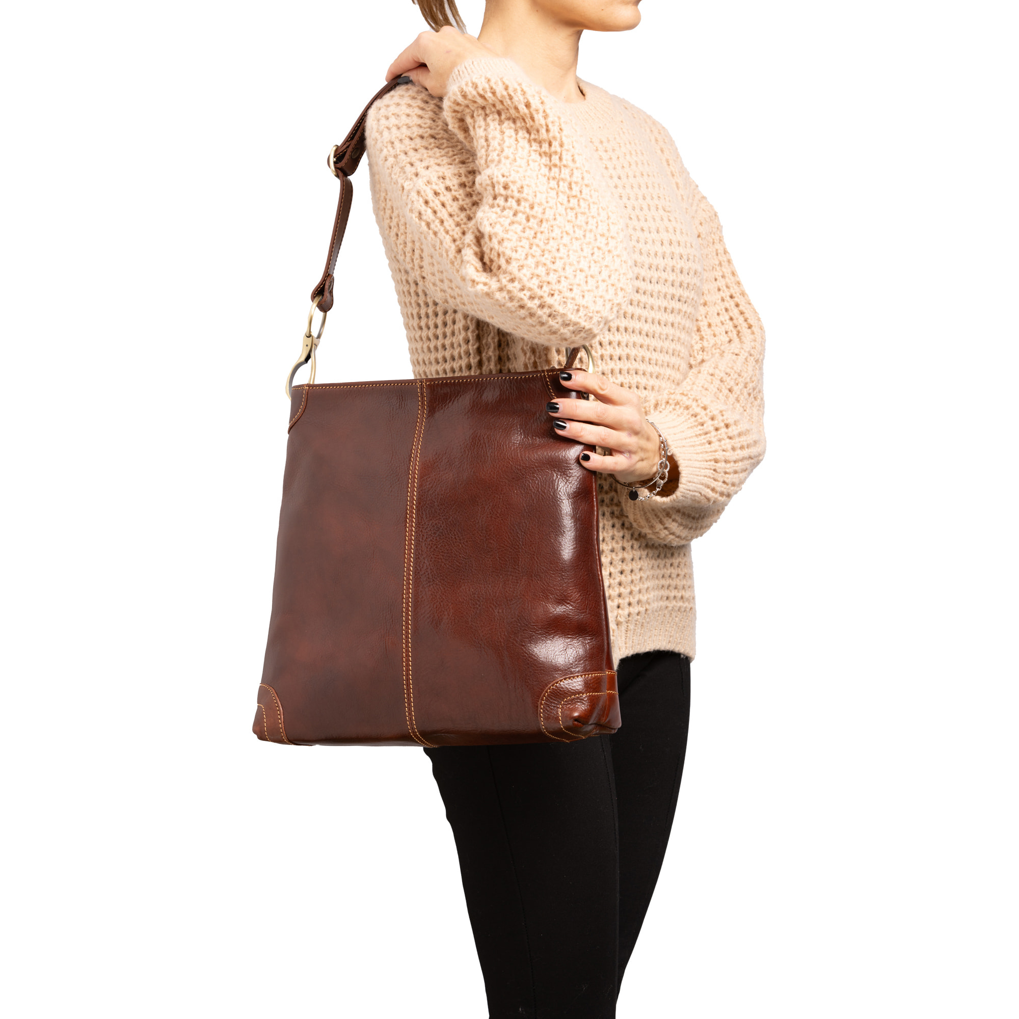 Borsa a spalla  da donna In Vera pelle Made in Italy 32x32x11 cm