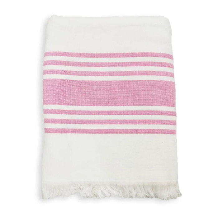 Fouta doublée éponge - Karabuk Fuchsia - 140x180cm - 380g/m²