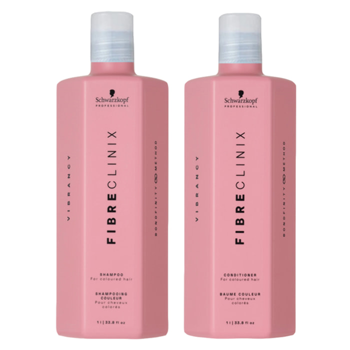 SCHWARZKOPF Kit Fibre Clinix Vibrancy Shampoo 1000ml + Conditioner 1000ml