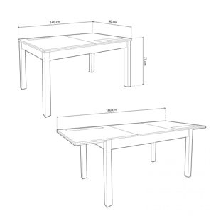 Mesa de comedor extensible Nuka Blanco