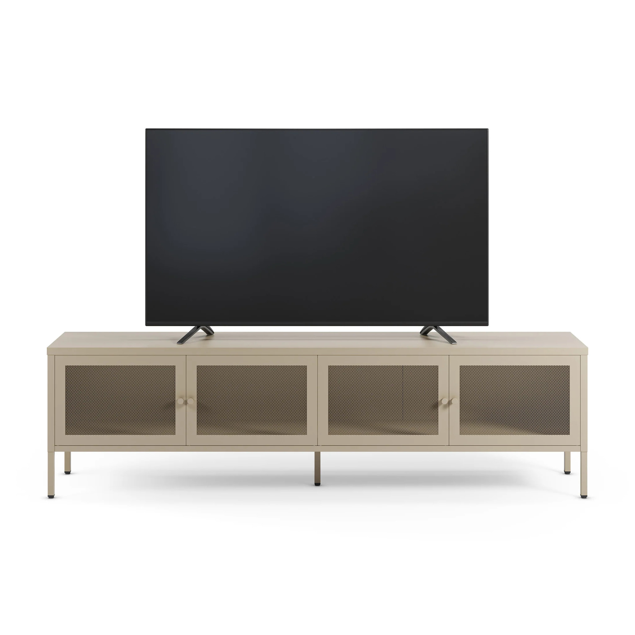 Meuble TV en métal beige 4 portes, 160 cm - Latem