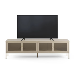 Meuble TV en métal beige 4 portes, 160 cm - Latem