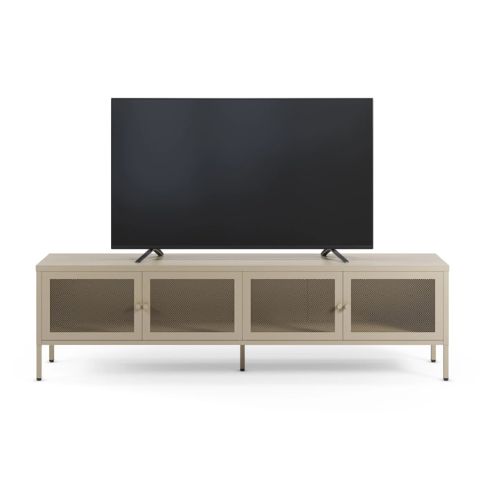 Meuble TV en métal beige 4 portes, 160 cm - Latem