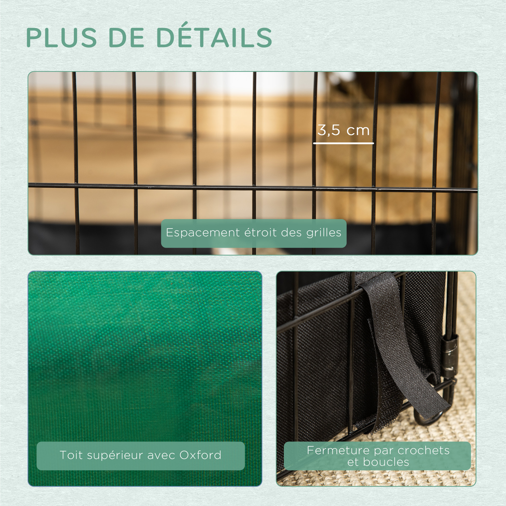 Cage parc enclos rongeurs dim. 90L x 75l x 75H cm - bâche de sol/toit imperméable, porte, trappe - acier oxford noir vert