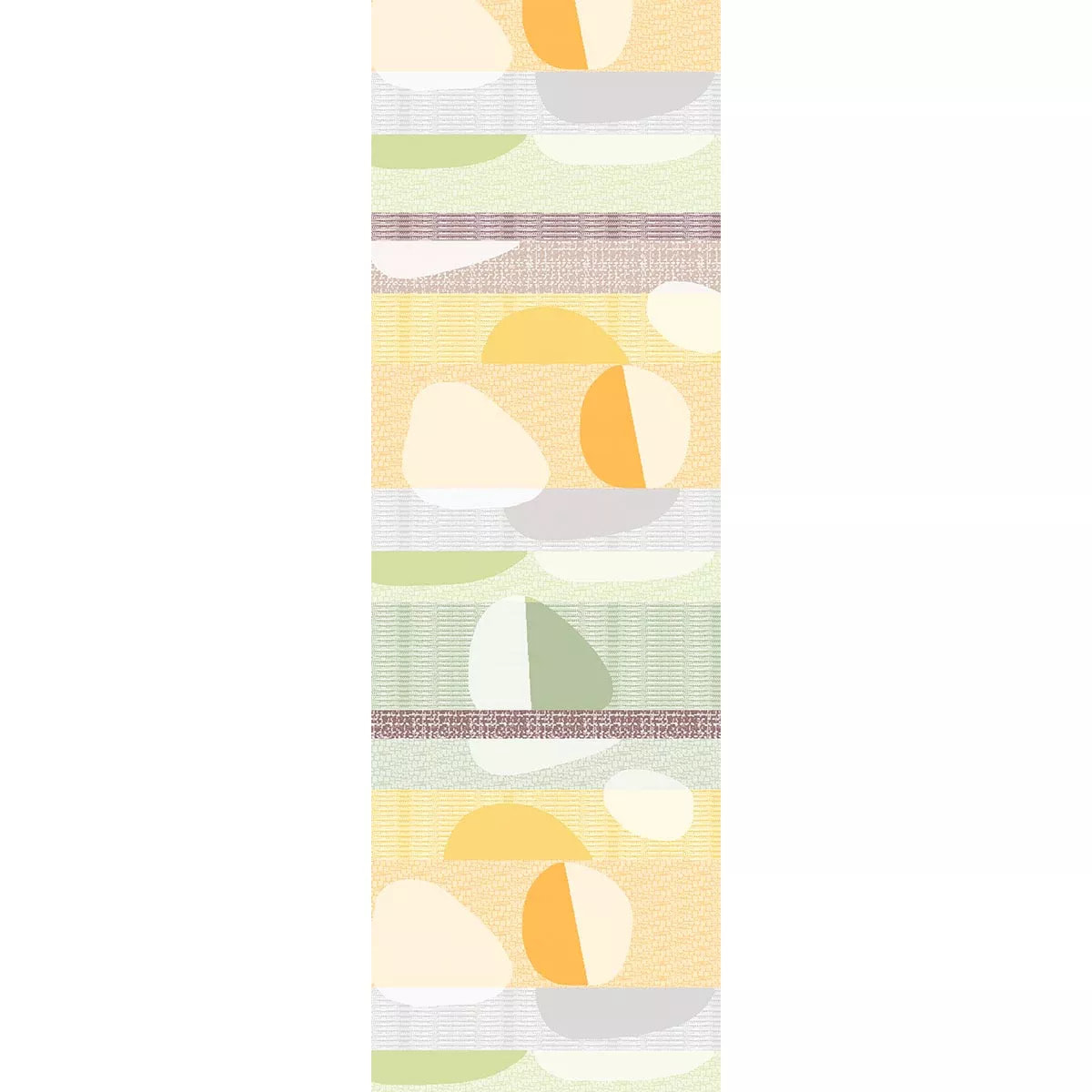 Chemin de table pur coton 205 g/m² motif jacquard vert orange Mille galets terre cuite