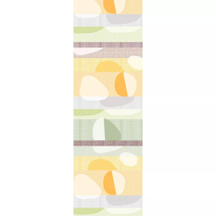 Chemin de table pur coton 205 g/m² motif jacquard vert orange Mille galets terre cuite