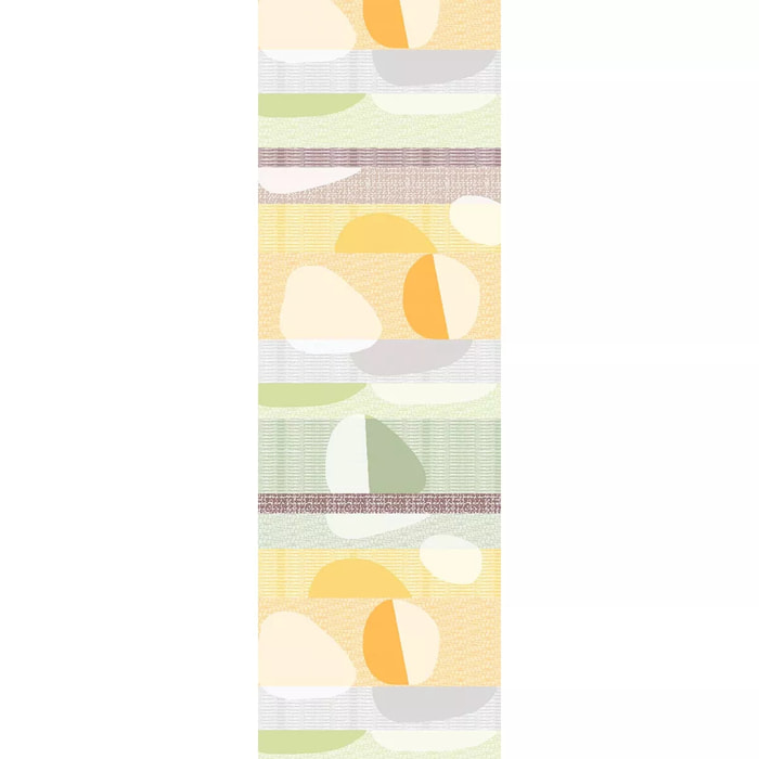 Chemin de table pur coton 205 g/m² motif jacquard vert orange Mille galets terre cuite